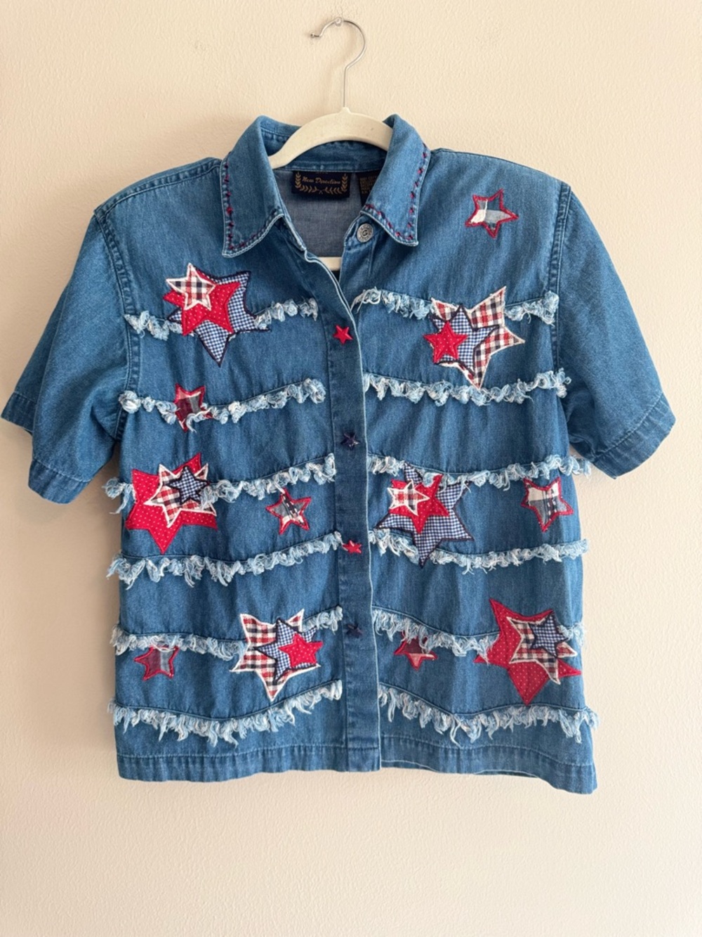New Directions Vintage Denim Short Sleeve Button-Up 4th of July size small